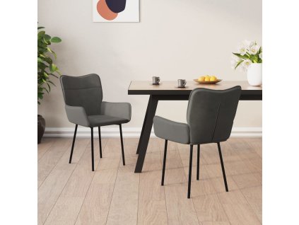 vidaXL Jídelní židle 2 ks tmavě šedé samet