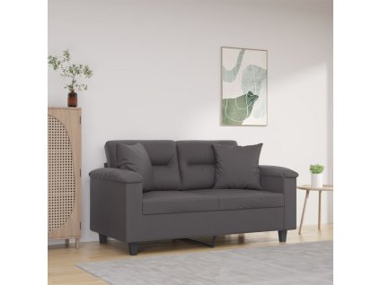 vidaXL 2místná pohovka s polštáři šedá 120 cm umělá kůže
