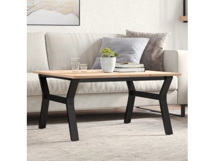 vidaXL Konferenční stolek s Y rámem 90x90x45 cm borové dřevo a ocel