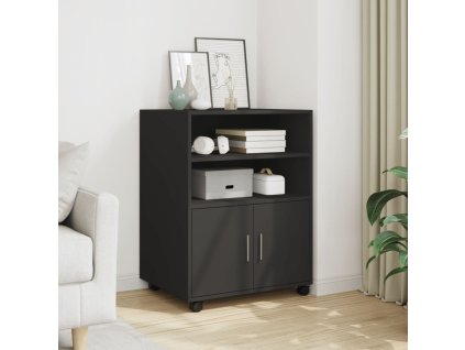 vidaXL Skříňka na kolečkách černá 60 x 48 x 81 cm kompozitní dřevo