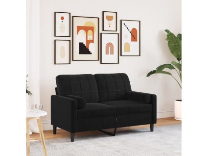 vidaXL 2místná pohovka s polštáři černá 120 cm samet