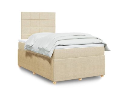 vidaXL Box spring postel s matrací krémová 120x190 cm textil