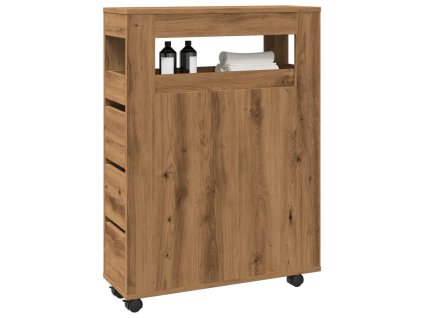 vidaXL Úzká koupelnová skříňka na kolečkách dub artisan kompozit