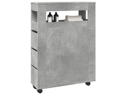 vidaXL Úzká koupelnová skříňka na kolečkách betonově šedá kompozit