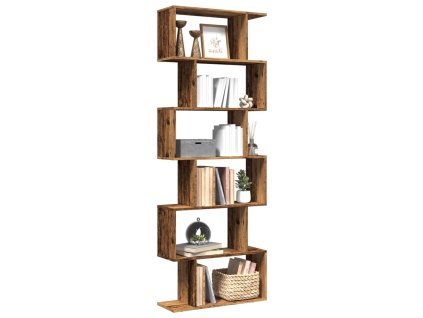 vidaXL Knihovna/dělící stěna 6patrová old wood 70x24x193 cm kompozit
