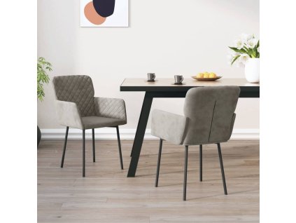 vidaXL Jídelní židle 2 ks světle šedé samet