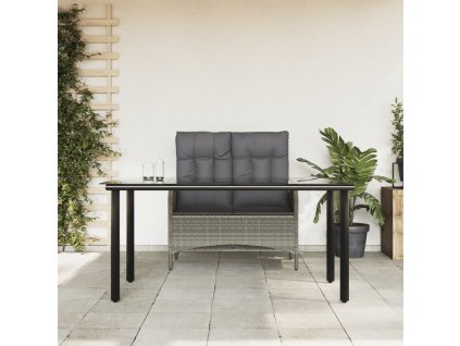 vidaXL 2dílný zahradní jídelní set s poduškami šedý polyratan