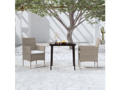 vidaXL 3dílný zahradní jídelní set s poduškami béžovočerný