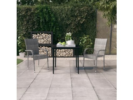 vidaXL 3dílný zahradní jídelní set šedý a černý