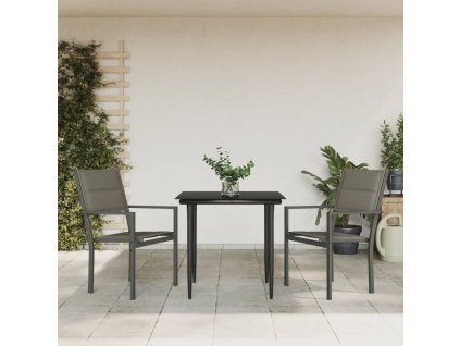 vidaXL 3dílný zahradní jídelní set černý ocel a textilen