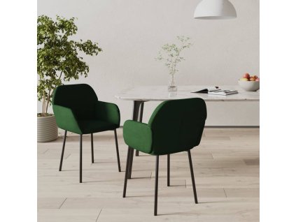 vidaXL Jídelní židle 2 ks tmavě zelené samet