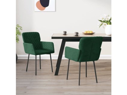 vidaXL Jídelní židle 2 ks tmavě zelené samet