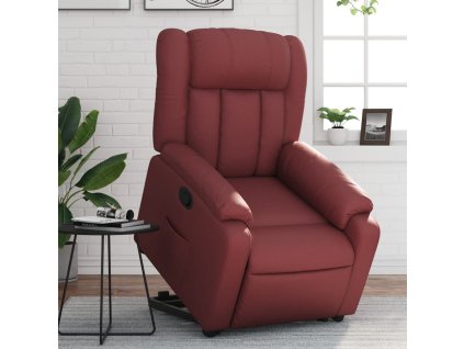 vidaXL Zvedací polohovací křeslo vínové umělá kůže