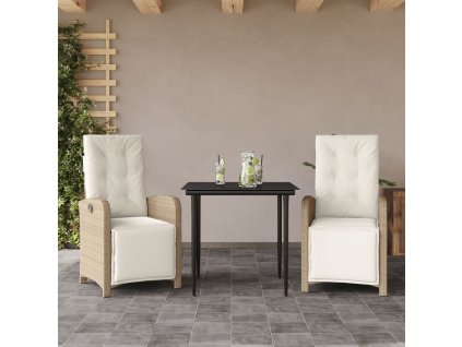 vidaXL 3dílný bistro set s poduškami béžový polyratan