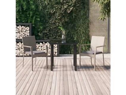 vidaXL 3dílný zahradní jídelní set s poduškami černý a šedý polyratan