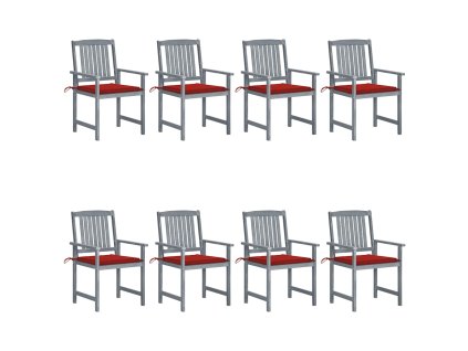 vidaXL Zahradní židle s poduškami 8 ks masivní akáciové dřevo šedé