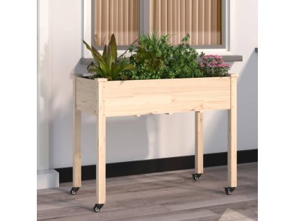 vidaXL Truhlík na kolečkách s vložkou 118 x 59 x 80 cm masivní jedle