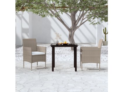 vidaXL 3dílný zahradní jídelní set s poduškami béžovočerný