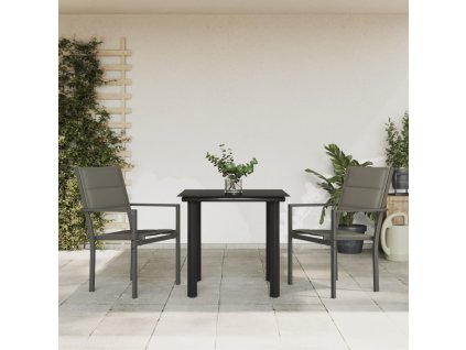 vidaXL 3dílný zahradní jídelní set černý ocel a textilen