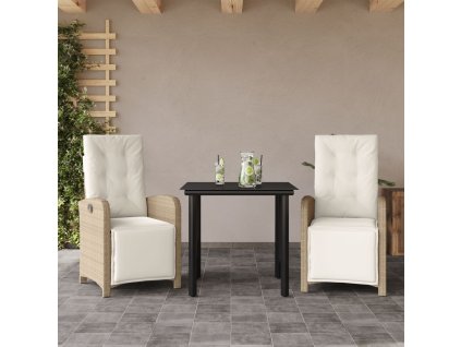vidaXL 3dílný bistro set s poduškami béžový polyratan