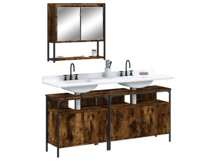 vidaXL 3dílný set koupelnového nábytku kouřový dub kompozitní dřevo