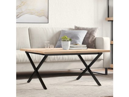 vidaXL Konferenční stolek s X rámem 90x90x45,5cm borové dřevo a ocel