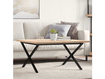 vidaXL Konferenční stolek s X rámem 80x80x45,5cm borové dřevo a ocel