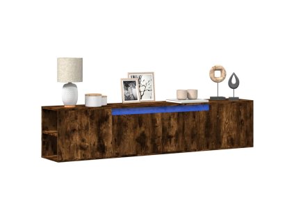 vidaXL Nástěnná TV skříňka s LED kouřový dub 180 x 31 x 39,5 cm