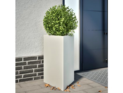 vidaXL Zahradní truhlíky 2 ks bílé trojúhelníkové 50 x 43 x 75 cm ocel