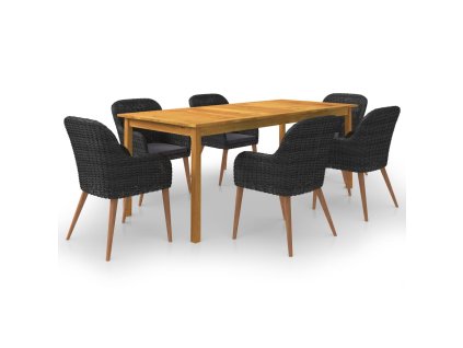 vidaXL 7dílný zahradní jídelní set černý