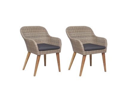 vidaXL Zahradní židle 2 ks s poduškami polyratan hnědé