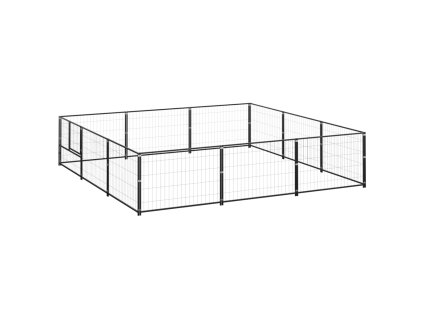 vidaXL Psí kotec černý 9 m² ocel