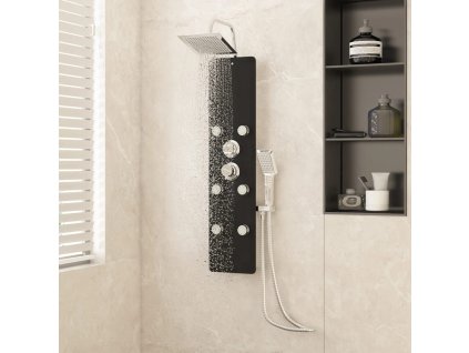 vidaXL Sprchový panel skleněný 25 x 47,5 x 130 cm černý