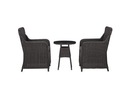 vidaXL 3dílný bistro set s poduškami polyratan černý