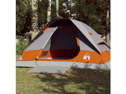 vidaXL Kempingový stan kopule pro 4 osoby šedý a oranžový nepromokavý