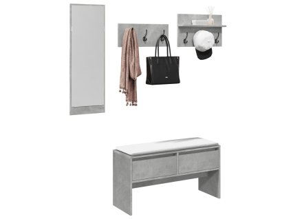 vidaXL 4dílný nábytek do předsíně betonově šedý kompozitní dřevo