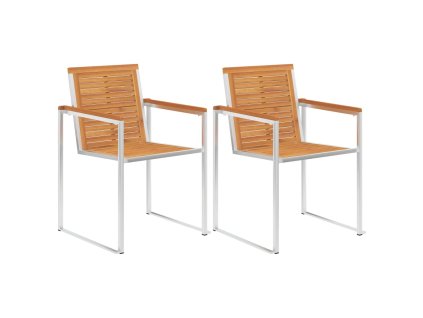 vidaXL Zahradní židle 2 ks masivní akáciové dřevo a nerezová ocel