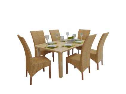 vidaXL Jídelní židle 6 ks hnědé přírodní ratan