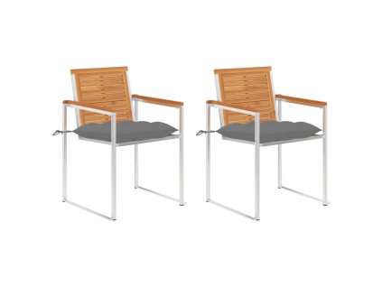 vidaXL Zahradní židle s poduškami 2 ks masivní akáciové dřevo a ocel