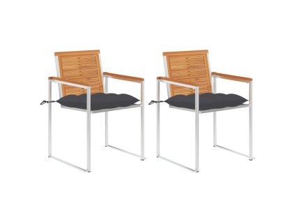 vidaXL Zahradní židle s poduškami 2 ks masivní akáciové dřevo a ocel