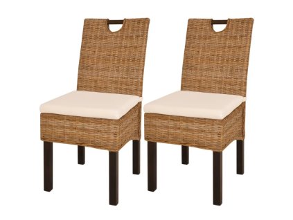 vidaXL Jídelní židle 2 ks ratan kubu a mangovníkové dřevo