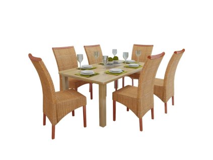 vidaXL Jídelní židle 6 ks hnědé přírodní ratan