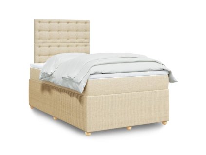 vidaXL Box spring postel s matrací krémová 120x190 cm textil