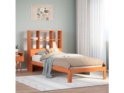 vidaXL Postel s knihovnou bez matrace hnědá 75x190 cm masivní borovice