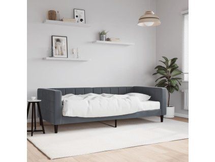 vidaXL Válenda s matrací tmavě šedá 90 x 200 cm samet