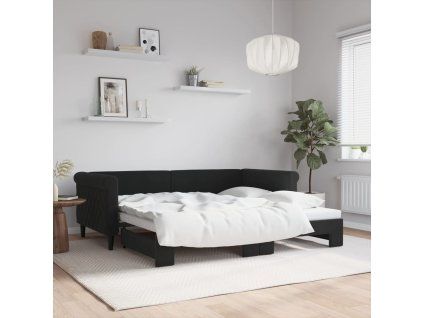 vidaXL Válenda s přistýlkou černá 90 x 190 cm samet