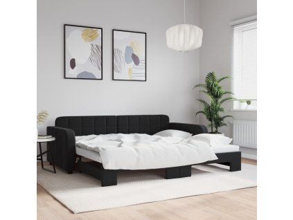 vidaXL Válenda s přistýlkou černá 90 x 190 cm samet