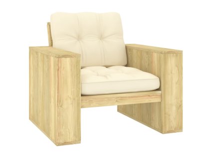 vidaXL Zahradní židle s krémovými poduškami impregnovaná borovice