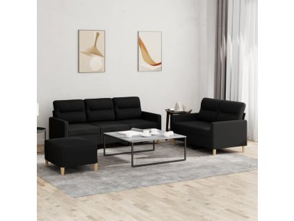 vidaXL 3dílná sedací souprava s poduškami černá textil