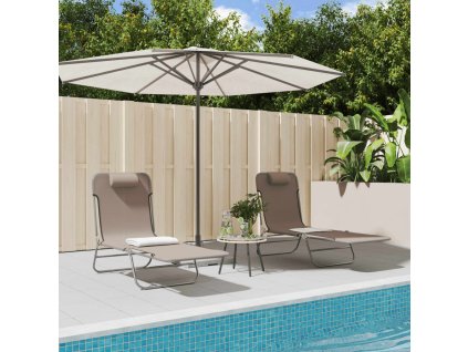 vidaXL Skládací lehátka 2 ks hnědá textilen a ocel